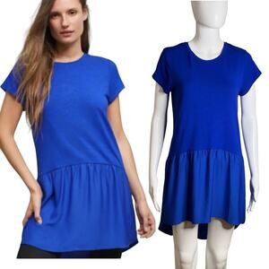 Anthropologie Dolan Size XS Top Short Sleeve Royal Blue High Low tunic shirt